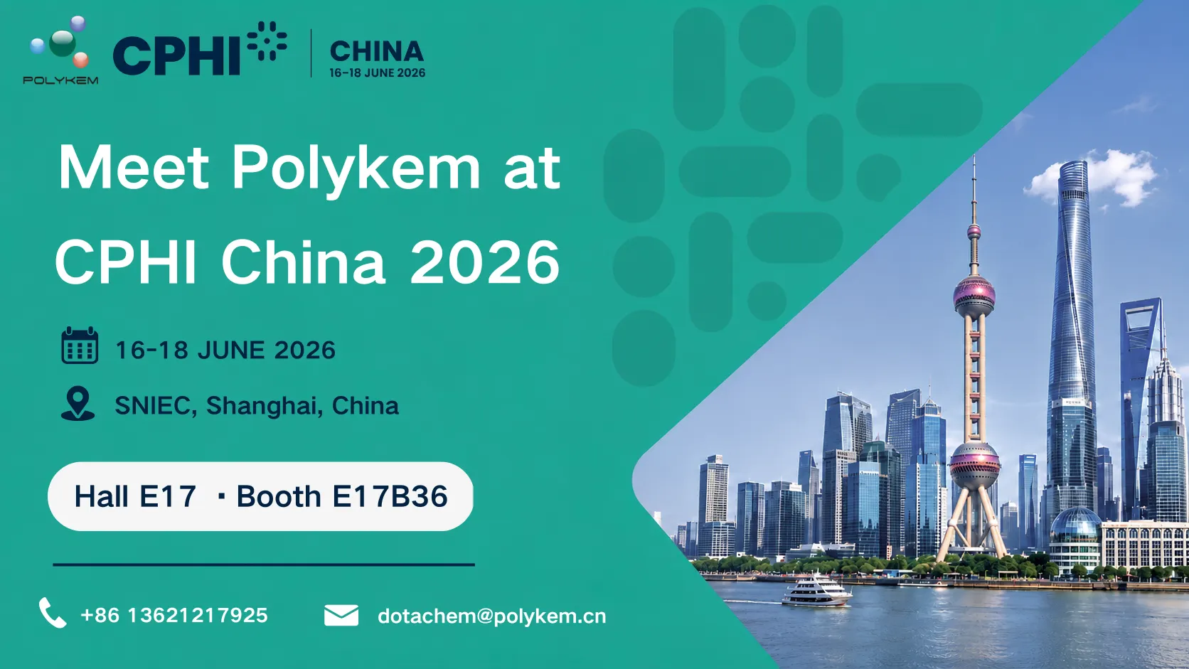 Polykem ເພື່ອວາງສະແດງຢູ່ CPHI & PMEC ຈີນ 2026